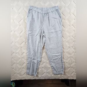 Eileen Fisher 100% Linen Pull On Pants Womens Medium Light Gray Stretchy
